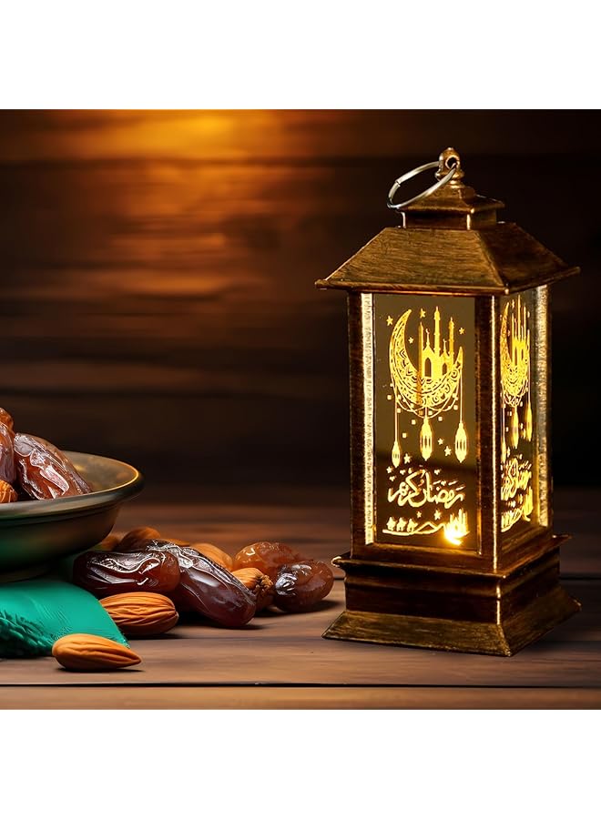 erorex 2Pcs Ramadan Lantern Dark Brown Mini Castle Moon Led Not Water Resistant Home Decor Eid Mubarak Tabletop Mount - Image 3