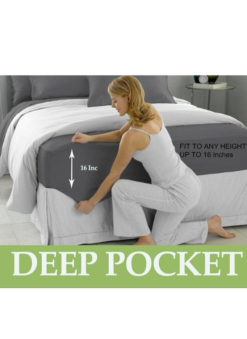 7 STARS HZM - Bamboo Bed Sheet Set 400TC Cool, Anti-Allergic, Soft and Silky Includes 1 Fitted, 1 Flat, 2 Pillowcase – Sky Blue - Image 1