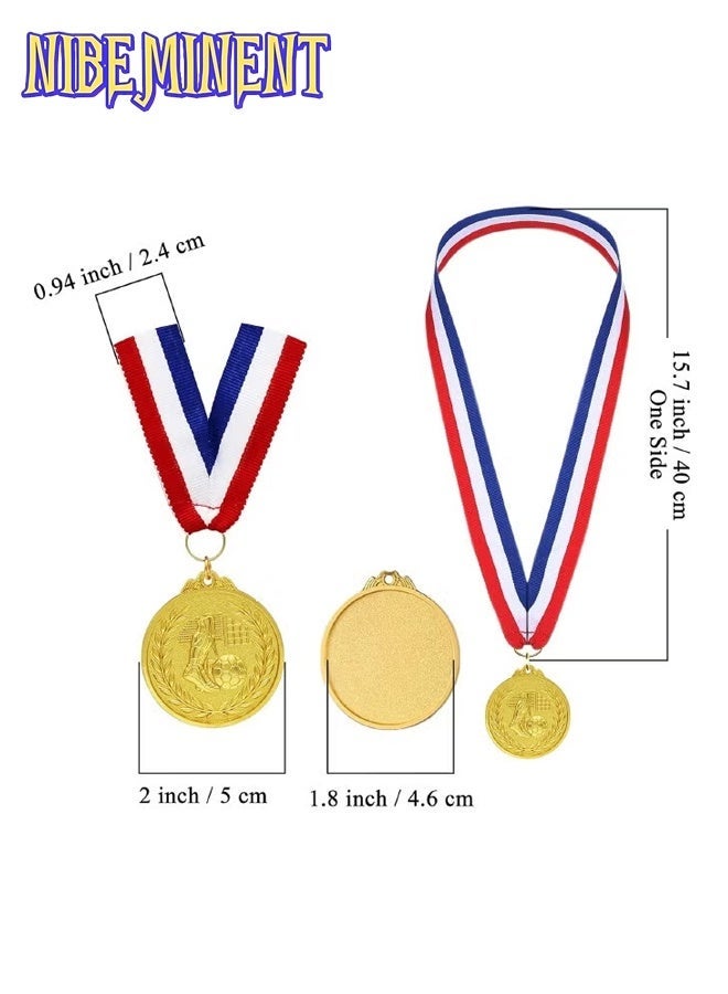 NIBEMINENT 12 Pack Metal Soccer Medals with Ribbons, 2 Inches Gold Award Medals Winner Medals, Football Medals for Soccer Team Gifts, Soccer Games Party Favors Prizes for Children Adults - Image 2