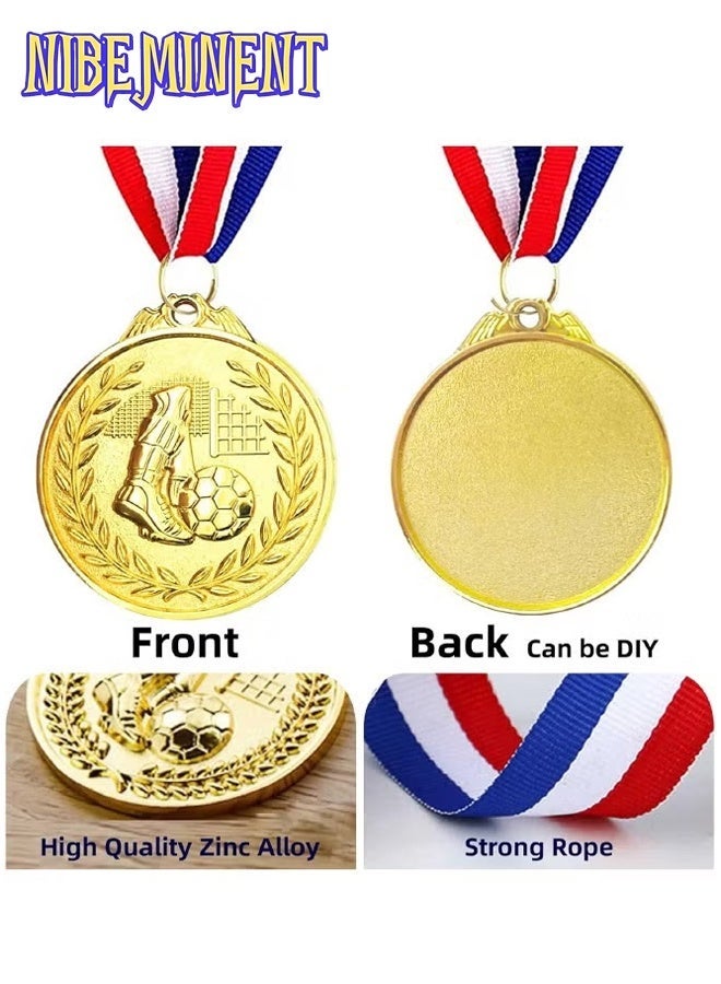 NIBEMINENT 12 Pack Metal Soccer Medals with Ribbons, 2 Inches Gold Award Medals Winner Medals, Football Medals for Soccer Team Gifts, Soccer Games Party Favors Prizes for Children Adults - Image 3