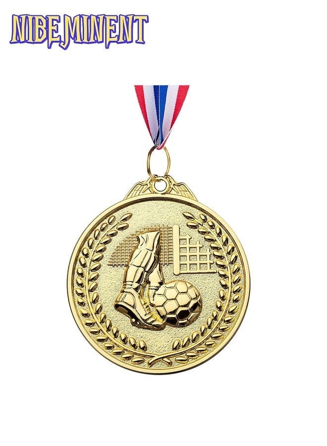 NIBEMINENT 12 Pack Metal Soccer Medals with Ribbons, 2 Inches Gold Award Medals Winner Medals, Football Medals for Soccer Team Gifts, Soccer Games Party Favors Prizes for Children Adults - Image 4
