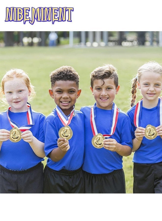 NIBEMINENT 12 Pack Metal Soccer Medals with Ribbons, 2 Inches Gold Award Medals Winner Medals, Football Medals for Soccer Team Gifts, Soccer Games Party Favors Prizes for Children Adults - Image 5