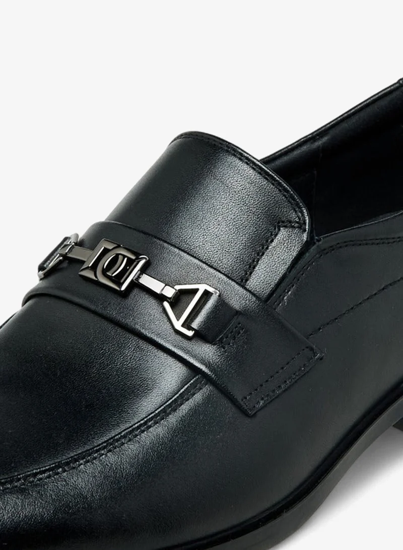DUCHINI Black Men Metal Accent Leather Loafers for Men | Best Price UAE