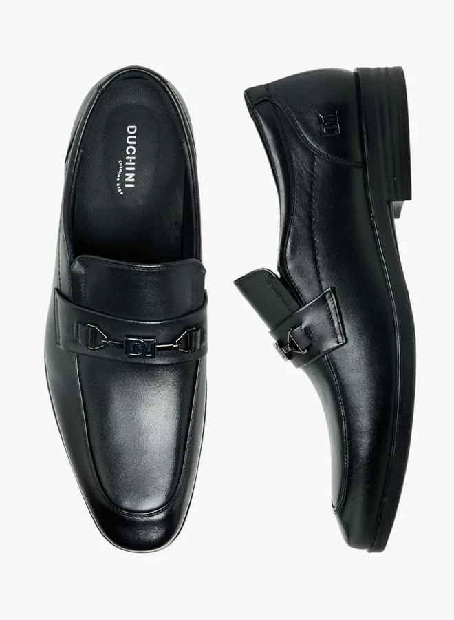 DUCHINI Men Metal Accent Leather Loafers