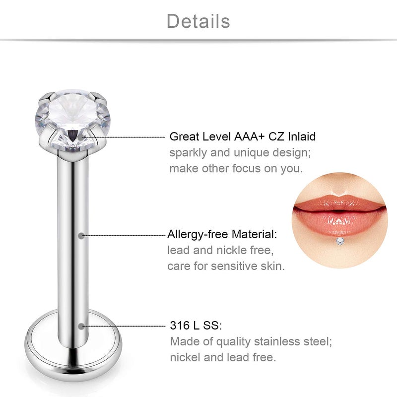 SCERRING 16g Lip Rings Labret Monroe Lip Rings Nail Tragus Helix Cartilage Earrings Studs Ring Medusa Piercing Jewelry Retainer 10mm 48PCS - Image 2