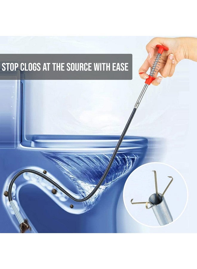 Zureni Drain Cleaner Wire Stick Stainless Steel Hair Catching Claw Drain Sewer Cleaning Spring Sink Pipe Plunger Unblocked Kitchen Bath Basin Hairs Remover Tool (90 cm,1 Pc) - Image 4