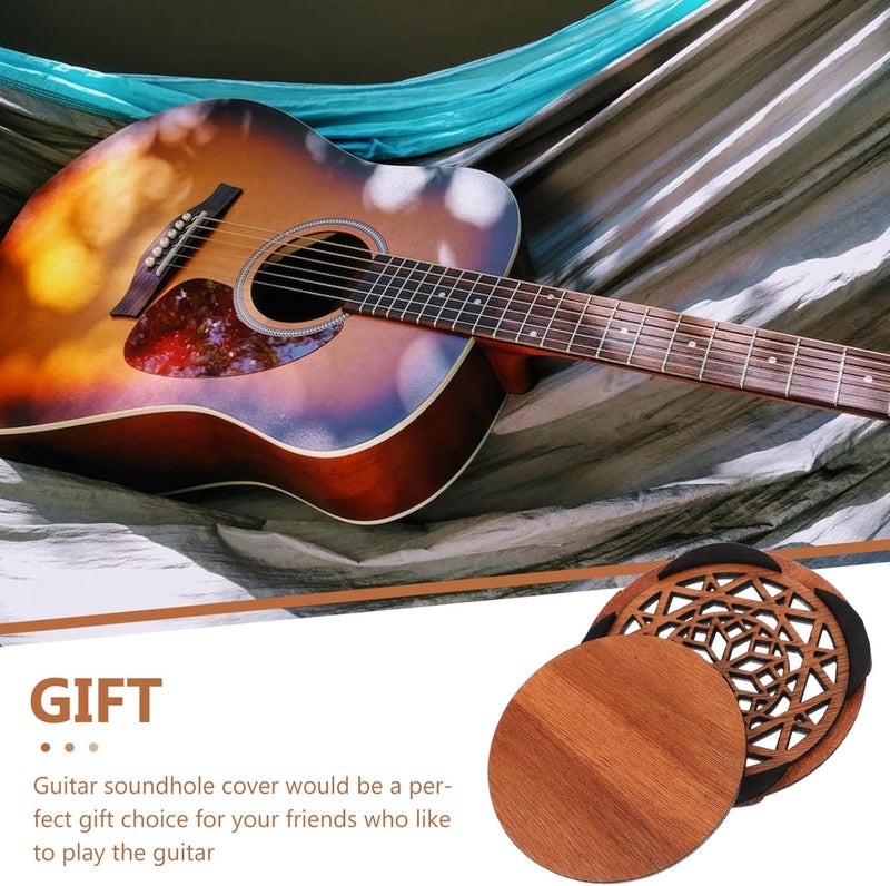 Vaguelly Wooden Guitar Soundhole Cover Block Protector Feedback Reducer for Acoustic Classic Guitar - Image 3