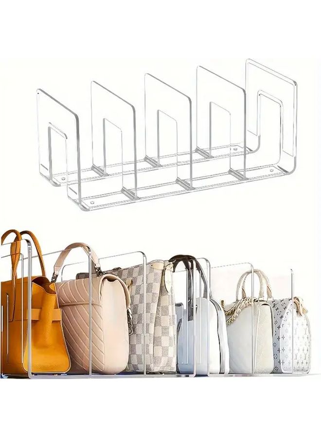 Transparent Acrylic Bag Organizer With Four Compartments For Closet Desktop Storage - Image 1