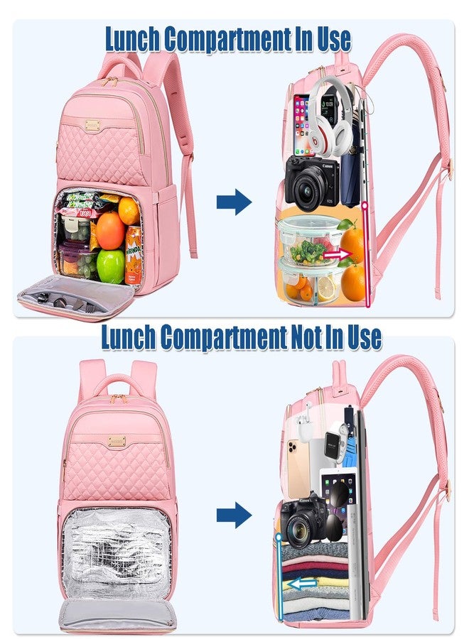 Weitars Lunch Backpack, Insulated Cooler Backpack 15.6 Inch Laptop Backpack For Women Men,Travel Backpack,Work Backpack, Pink, Large, Leisure - Image 4