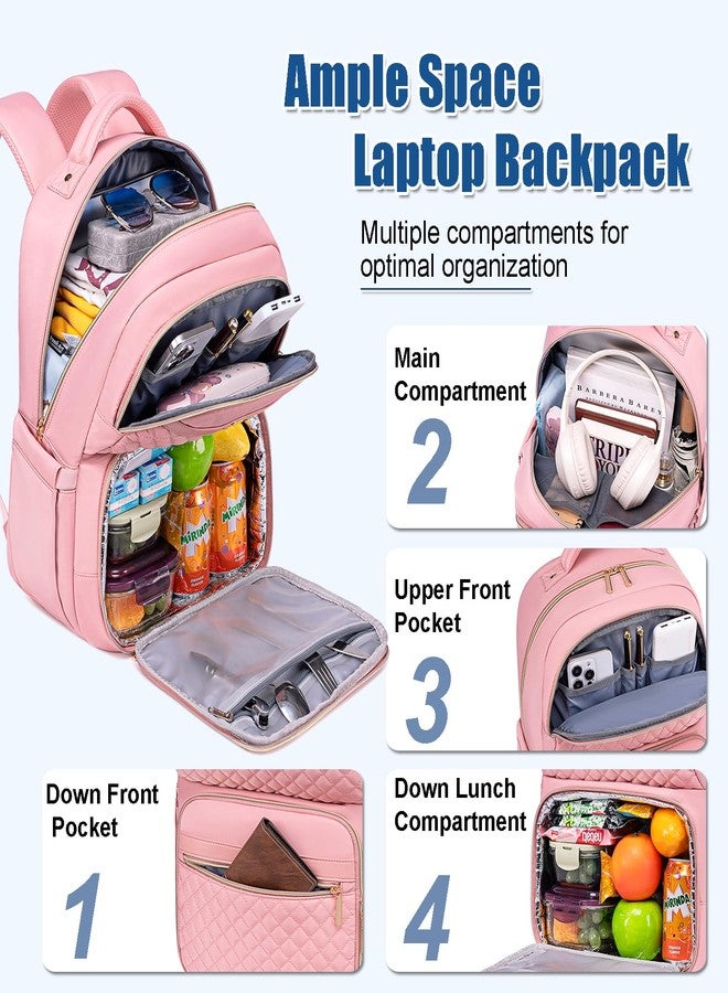Weitars Lunch Backpack, Insulated Cooler Backpack 15.6 Inch Laptop Backpack For Women Men,Travel Backpack,Work Backpack, Pink, Large, Leisure - Image 2