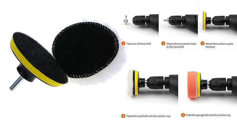 DIY Crafts CT-DIY-HI-32501 Car Cleaning Foam Polishing Waxing Pad Kits Buffing Pad Polishing Wheel Sponge and Wool Buffing Pads - Image 4