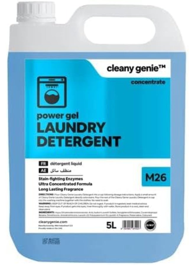 Cleany Genie M26 Power Gel Laundry Detergent Concentrate, Long Lasting Fragrance, 5L - Image 1