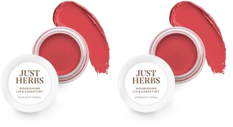 Just Herbs Ayurvedic Natural Lip  Cheek Tint Blush For Women  SLS Chemical  Paraben Free  02 Peachy coral Creamy Matte Pack of 2 - Image 1