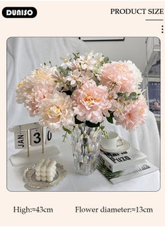 DUNISO Artificial Flowers Table Centerpieces Decor Fake Silk Flowers Bouquets Arrangement for Home Room Office Party Table Flowers Decoration Wedding Table Centerpieces  - Image 2