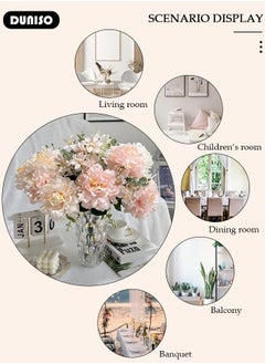 DUNISO Artificial Flowers Table Centerpieces Decor Fake Silk Flowers Bouquets Arrangement for Home Room Office Party Table Flowers Decoration Wedding Table Centerpieces  - Image 3