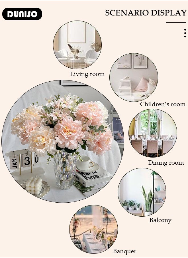 DUNISO Artificial Flowers Table Centerpieces Decor Artificial Silk Flowers Bouquets Arrangement for Home Room Office Party Table Flowers Decoration Wedding Table Centerpieces  - Image 3