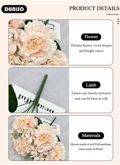 DUNISO Artificial Flowers Table Centerpieces Decor Fake Silk Flowers Bouquets Arrangement for Home Room Office Party Table Flowers Decoration Wedding Table Centerpieces  - Image 4