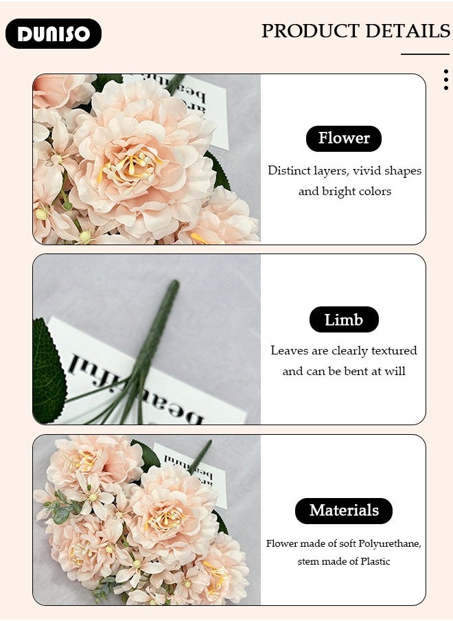 DUNISO Artificial Flowers Table Centerpieces Decor Artificial Silk Flowers Bouquets Arrangement for Home Room Office Party Table Flowers Decoration Wedding Table Centerpieces  - Image 4