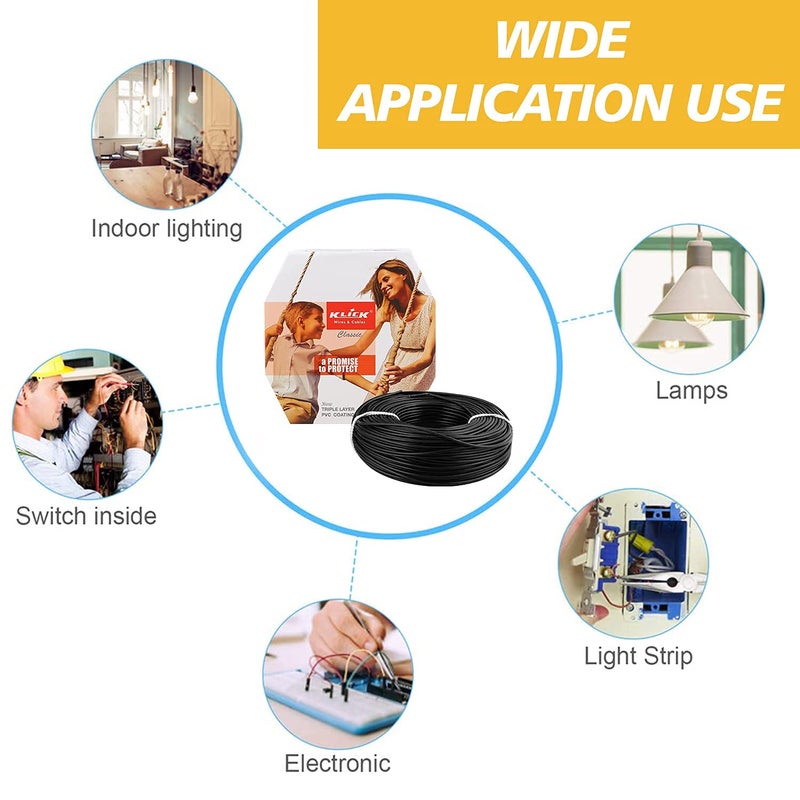 KLICK KLICK Copper Wire with Triple Layer PVC Coating Single Core Flexible Electric Cable for Domestic Industrial Connections 10 mm 90m Long Black 5 Pcs  - Image 3