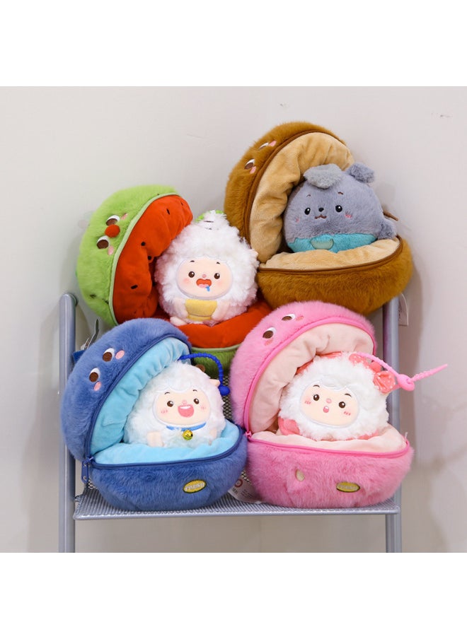 null - Fruit Decompression Blind Box Lazy Sheep Origin Velvet Creation Pleasant Sheep Pendant Plush Doll American Sheep Bag Pendant-Specifications:Genuine Authorization-Color:15cm Unzip The Gray Wolf - Image 1