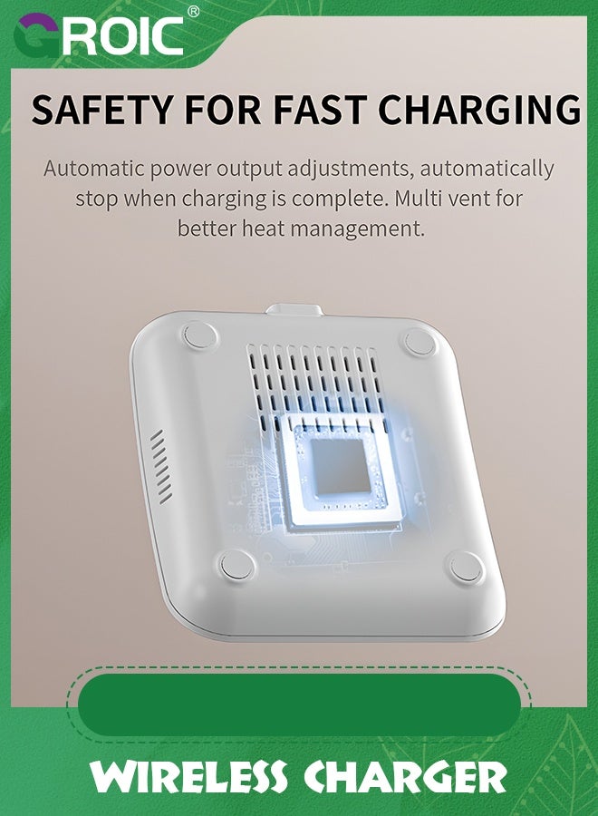 GROIC White Fast Wireless Charger, Desktop Mobile Phone Holder, 10 Watt Fast Charging Mobile Phone Holder Wireless Vertical Charger  - Image 3