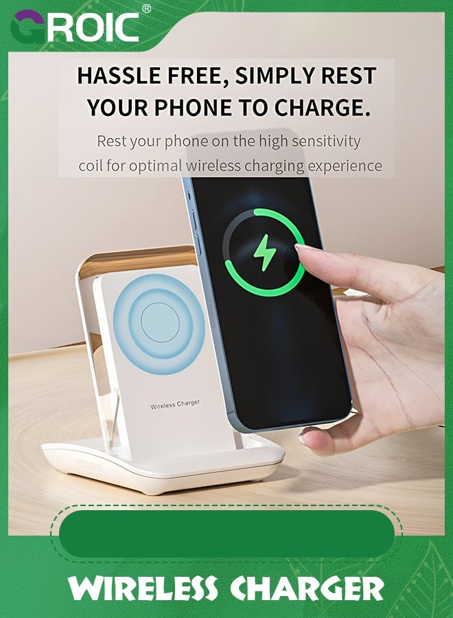 GROIC White Fast Wireless Charger, Desktop Mobile Phone Holder, 10 Watt Fast Charging Mobile Phone Holder Wireless Vertical Charger  - Image 2