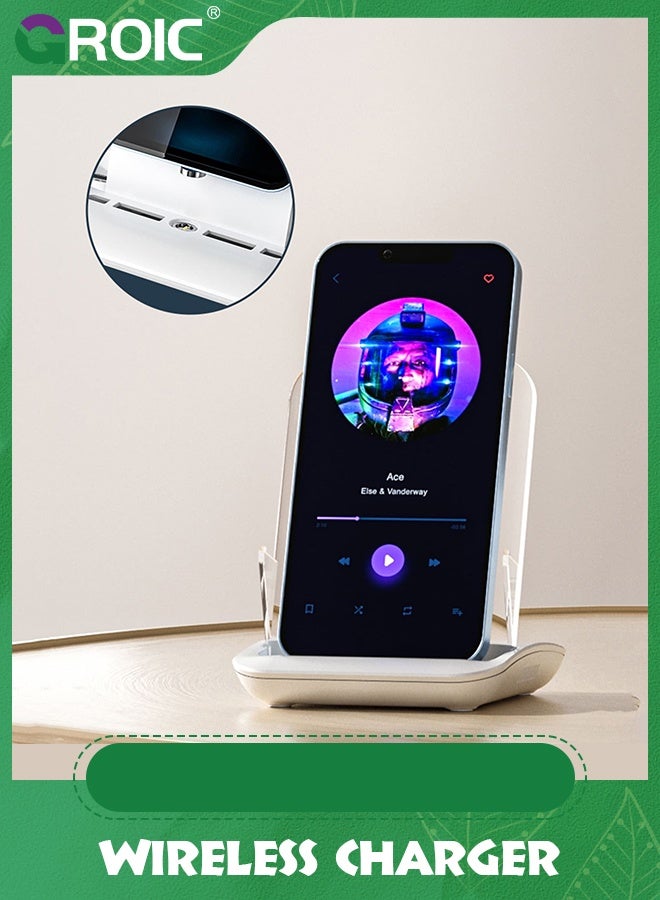 GROIC White Fast Wireless Charger, Desktop Mobile Phone Holder, 10 Watt Fast Charging Mobile Phone Holder Wireless Vertical Charger  - Image 4
