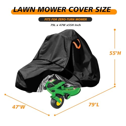 Aibiley ZeroTurn Lawn Mower CoversWaterproof Outdoor Riding Mower CoverFits up to 60 Decks Rider Lawnmower Storage CoverHeavy Duty AntiUV 600D Polyester Tractor Cover Buckle Strap79Lx47Wx55H - Image 3