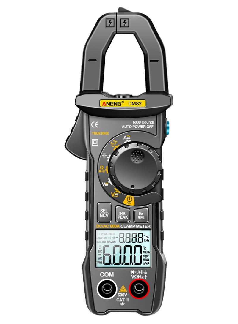 ANENG CM82 Digital Clamp Meter 6000 Counts True RMS NCV Universal Meter Black - Image 2