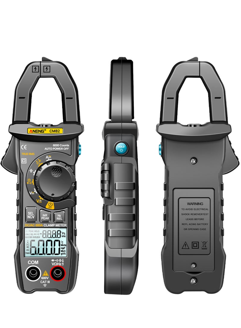 ANENG CM82 Digital Clamp Meter 6000 Counts True RMS NCV Universal Meter Black - Image 3