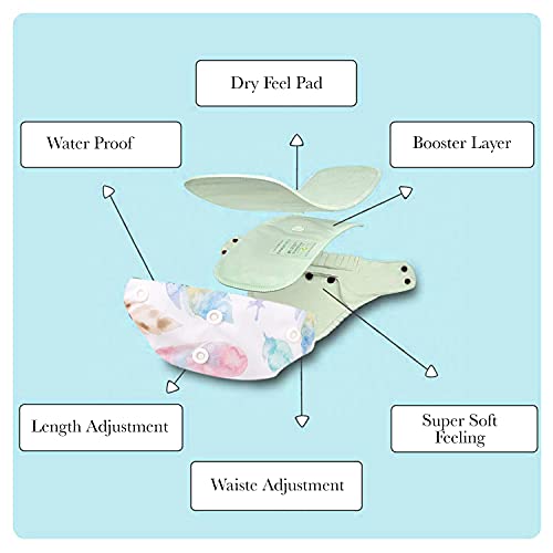 GUCHIGU Soft Fleece Lined Baby Pocket Cloth Reusable Washable Diapers All-in-One Nappy for Babies Toddlers with 1 Wet-Free Insert M-A (One Size Adjustable Diaper, 4 Sizes in 1, 5-17 kg, White-Purple) - Image 3