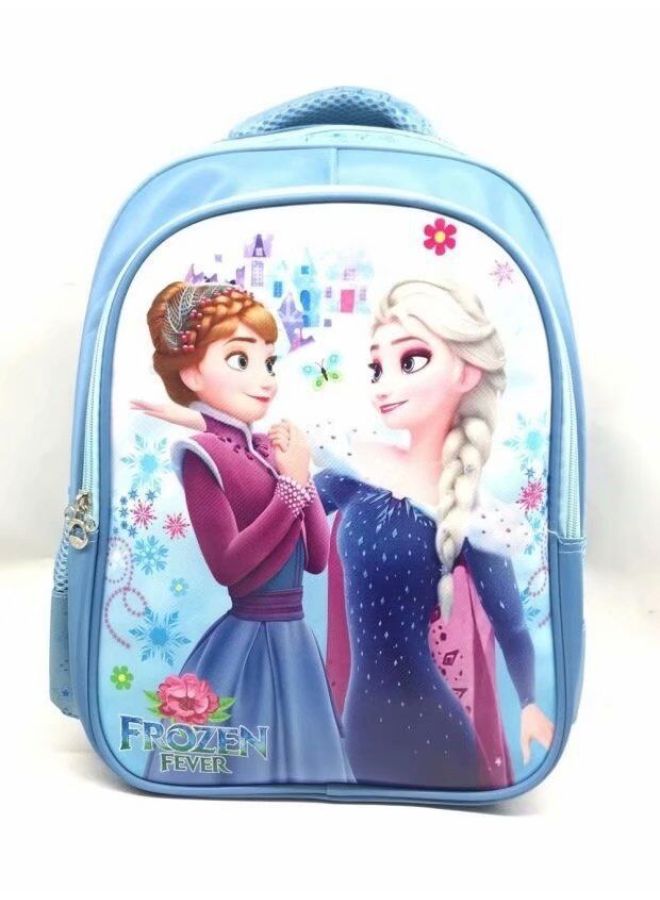Backpack Primary School Students Grade 1-2 Ice And Snow Princess Schoolbag Daughter Boy McQueen Backpack Load Reduction Ridge Protection Bag Batch-Color:Ice Blue - Image 1