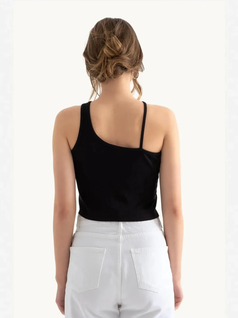 HICCUP One Shoulder Sleeveless Basic Crop Top