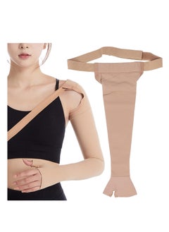 Lymphedema Compression Arm Sleeve, Thumb Lymph Edema arm Sleeve, Polyurethane Post Mastectomy Support Arm Sleeve for Swelling Support, High Elasticity, Seamless Weaving Technical (Left)