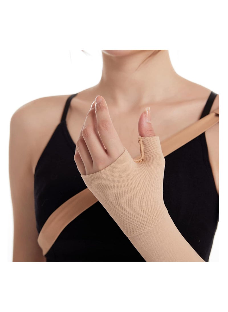 SYOSI - Lymphedema Compression Arm Sleeve, Thumb Lymph Edema arm Sleeve, Polyurethane Post Mastectomy Support Arm Sleeve for Swelling Support, High Elasticity, Seamless Weaving Technical (Left) - Image 1