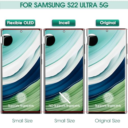 SRJTEK OLED For S22 Ultra 5G Screen Replacement for Samsung Galaxy S22 Ultra 5G LCD for Samsung S22 Ultra 5G Display SM-S908 SM-S908B Digitizer Touch Screen Assembly Repair Kits with Frame (With Fingerprint) - Image 4