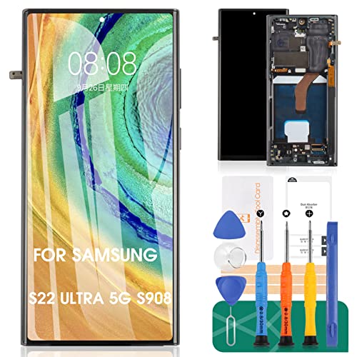 SRJTEK OLED For S22 Ultra 5G Screen Replacement for Samsung Galaxy S22 Ultra 5G LCD for Samsung S22 Ultra 5G Display SM-S908 SM-S908B Digitizer Touch Screen Assembly Repair Kits with Frame (With Fingerprint) - Image 1