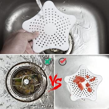 R Dabhi R Dabhi Sink Filter for Hair and Clogs Silicone Star Shaped Hair Catcher for Sink Wash Basin Drain Strainers Trapper Pad 4pc Multicolor  - Image 3
