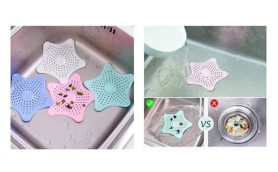 R Dabhi R Dabhi Sink Filter for Hair and Clogs Silicone Star Shaped Hair Catcher for Sink Wash Basin Drain Strainers Trapper Pad 4pc Multicolor  - Image 4