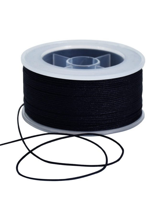 TONIFUL 0.8Mm X 70 Yards Black Nylon Cord Satin String For Bracelet Jewelry Making Rattail Macrame Waxed Trim Cord Necklace Bulk Beading Thread Kumihimo Chinese Knot Craft - Image 1