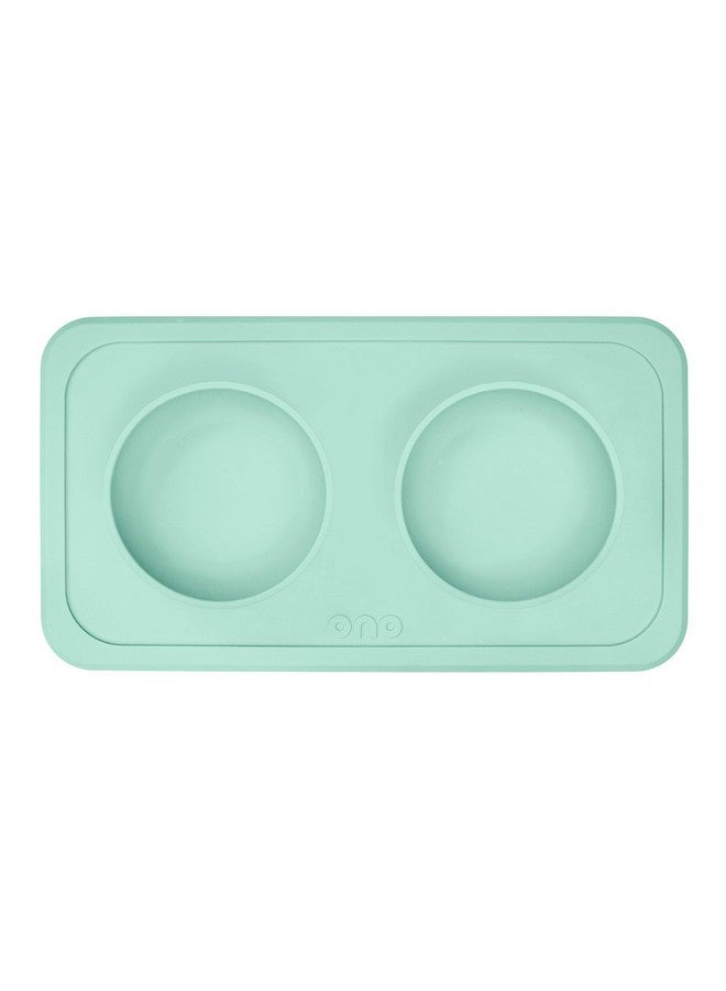 Ono Good Bowl Food & Water Double Feeder - Small to Medium Pets No Spill Non Skid Silicone Mat & Stainless Steel Bowls for Dogs or Cats (Mint) - Image 3