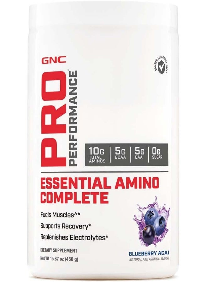 جي إن سي برو بيرفورمانس إسينشال أمينو كومبليت، توت أزرق أساي، 15.87 أونصة، يدعم تعافي العضلات - Image 1