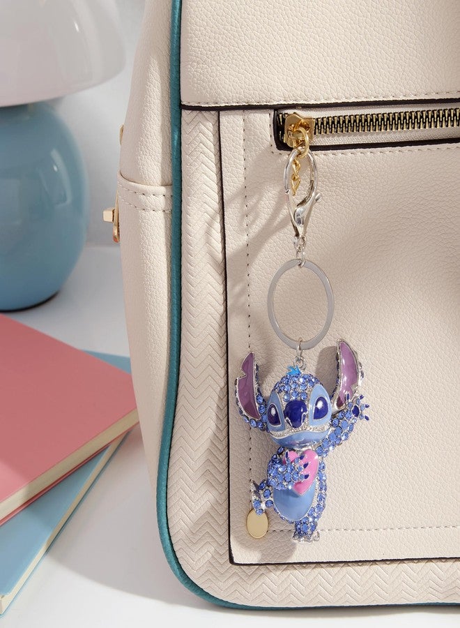 SALLY ROSE Stitch Keychain Official License, Multicolored Pave Crystal Stitch Heart Charm Keychain, Disney Bag Charm - Image 3
