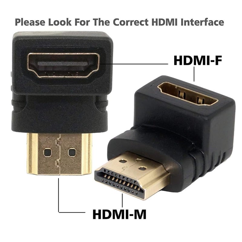 Upix 90 Degree Right Angle HDMI Adapter Male to Female, 90 Degree HDMI Bend, L-Shaped HDMI Jointer - Image 3