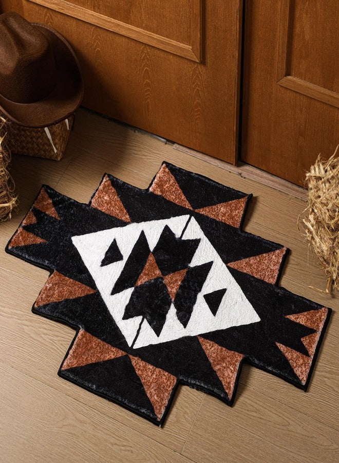 Tinideya Western Aztec Bath Rug Non Slip Water Absorbent Bath Mat Decorative Washable Geometric Bathroom Rug for Indoor Living Room Bedroom Kitchen Decor - Image 1