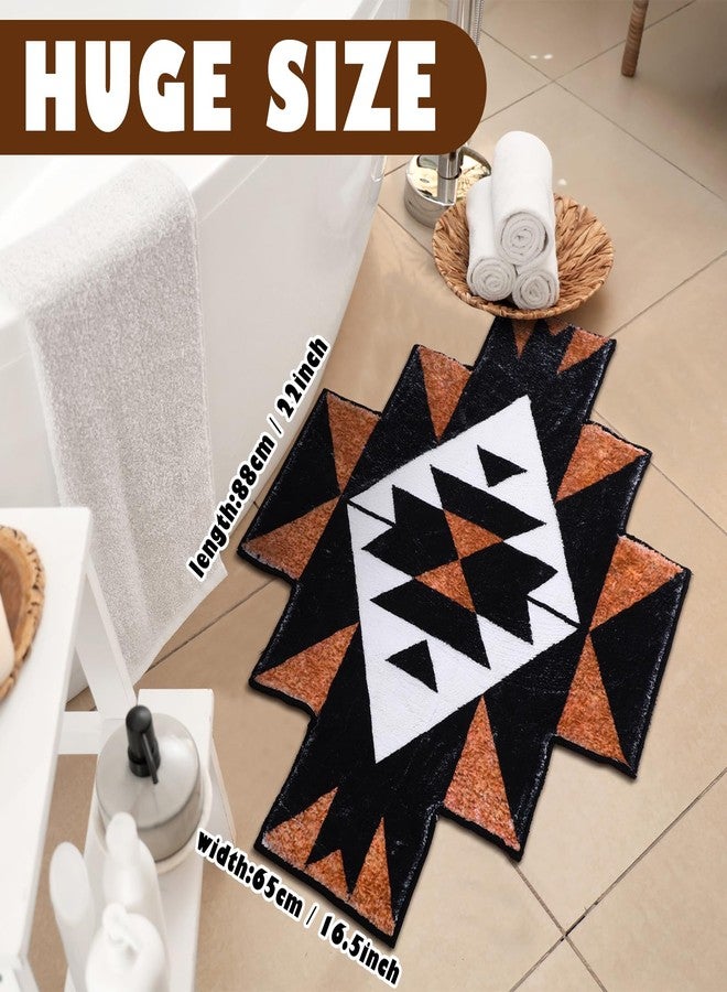 Tinideya Western Aztec Bath Rug Non Slip Water Absorbent Bath Mat Decorative Washable Geometric Bathroom Rug for Indoor Living Room Bedroom Kitchen Decor - Image 2