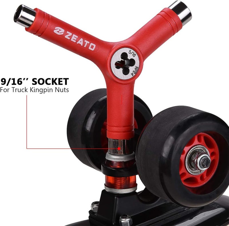 Zeato All-in-One Skate Tools Multi-Function Portable Skateboard T Tool Accessory with T-Type Allen Key and L-Type Phillips Head Wrench Screwdriver - Image 3