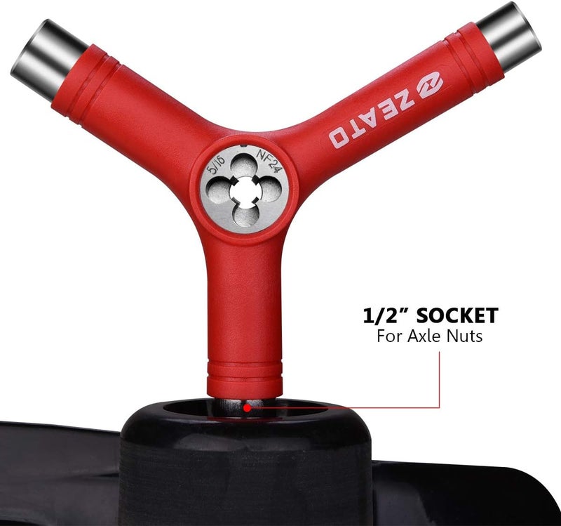 Zeato All-in-One Skate Tools Multi-Function Portable Skateboard T Tool Accessory with T-Type Allen Key and L-Type Phillips Head Wrench Screwdriver - Image 4