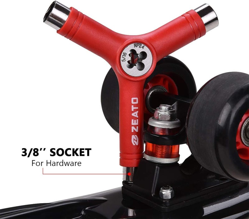 Zeato All-in-One Skate Tools Multi-Function Portable Skateboard T Tool Accessory with T-Type Allen Key and L-Type Phillips Head Wrench Screwdriver - Image 5