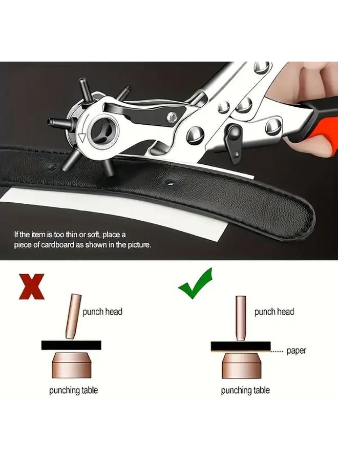 Heavy Duty Metal Hole Punch Pliers Red Handle Ergonomic Design For Belt Making Tool - Image 5